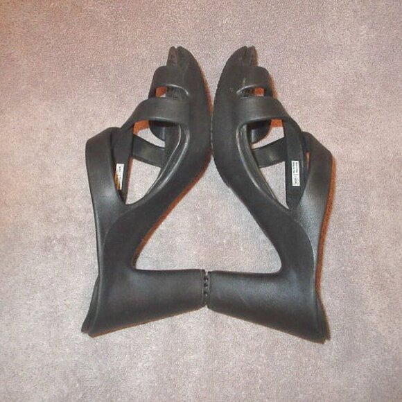 Crocs Cyprus IV High Heel Sandals Size 10 Black Slip On Comfort Platform Dressy - Picture 8 of 12